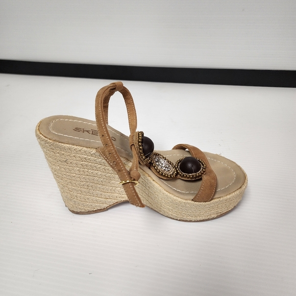 Skemo Embellished Open Toe  Espadrille Woven Wedge Heel Sandal Size 7 - Picture 5 of 12